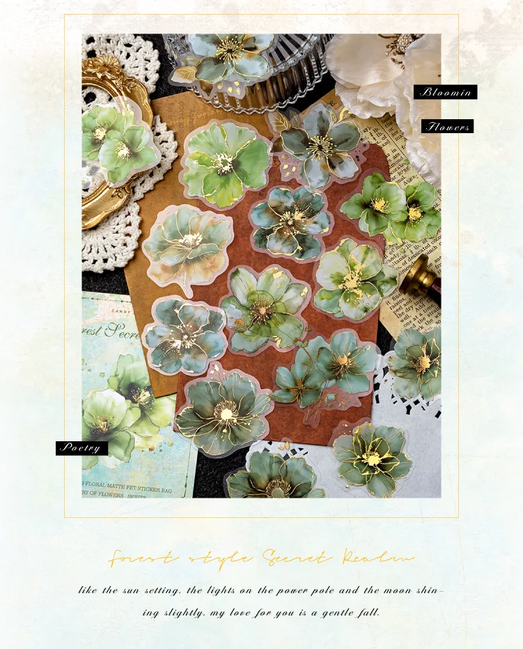 20pcs/lot Kawaii Stationery Stickers A Poem of Flowers Junk journaling stickers Planner Decorative Mobile Scrapbooking Supplies