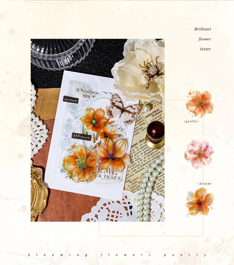 20pcs/lot Kawaii Stationery Stickers A Poem of Flowers Junk journaling stickers Planner Decorative Mobile Scrapbooking Supplies