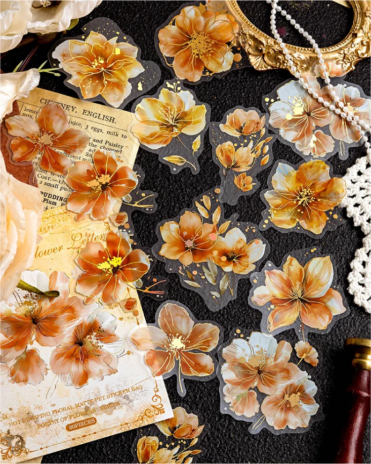 20pcs/lot Kawaii Stationery Stickers A Poem of Flowers Junk journaling stickers Planner Decorative Mobile Scrapbooking Supplies