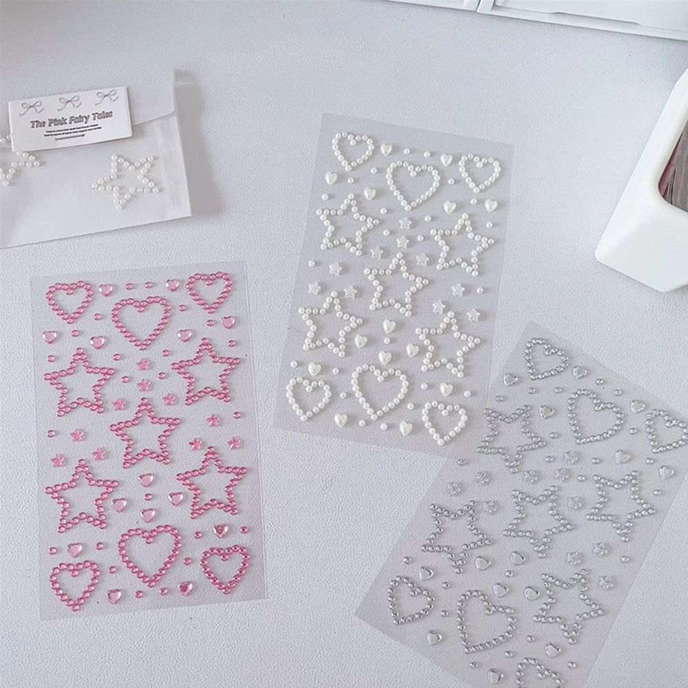 3D Star Heart Acrylic Crystal Stickers Kids DIY Decoration Self Adhesive Jewel Crafts Sparkly Rhinestone Stickers Girls Gifts
