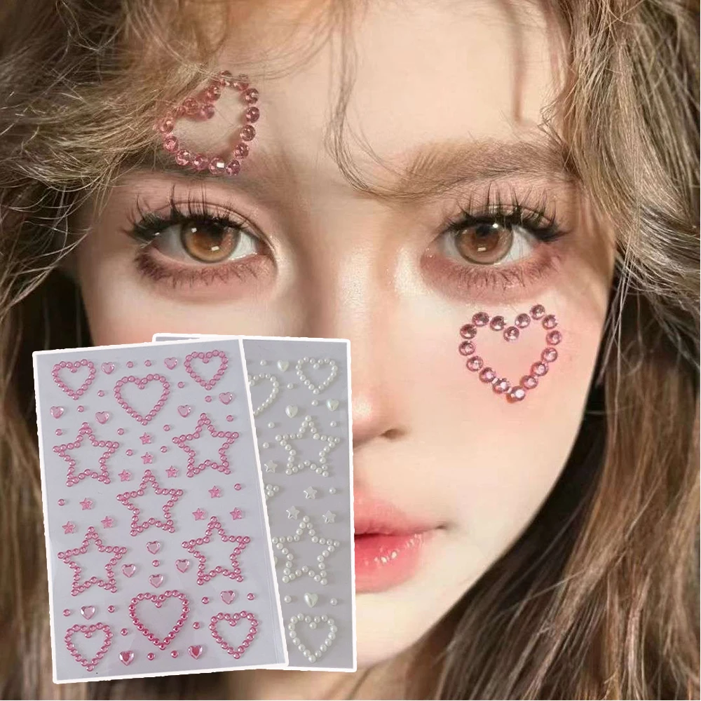 3D Star Heart Acrylic Crystal Stickers Kids DIY Decoration Self Adhesive Jewel Crafts Sparkly Rhinestone Stickers Girls Gifts