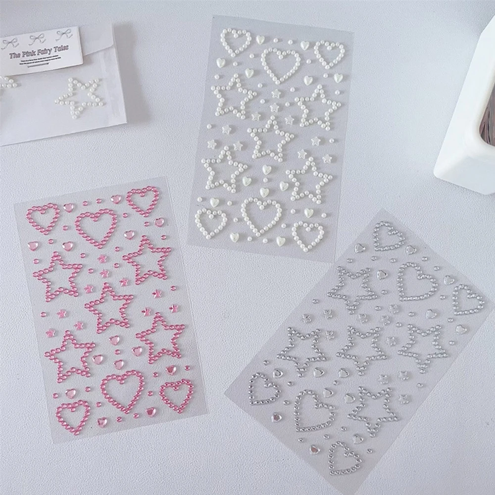 3D Star Heart Acrylic Crystal Stickers Kids DIY Decoration Self Adhesive Jewel Crafts Sparkly Rhinestone Stickers Girls Gifts