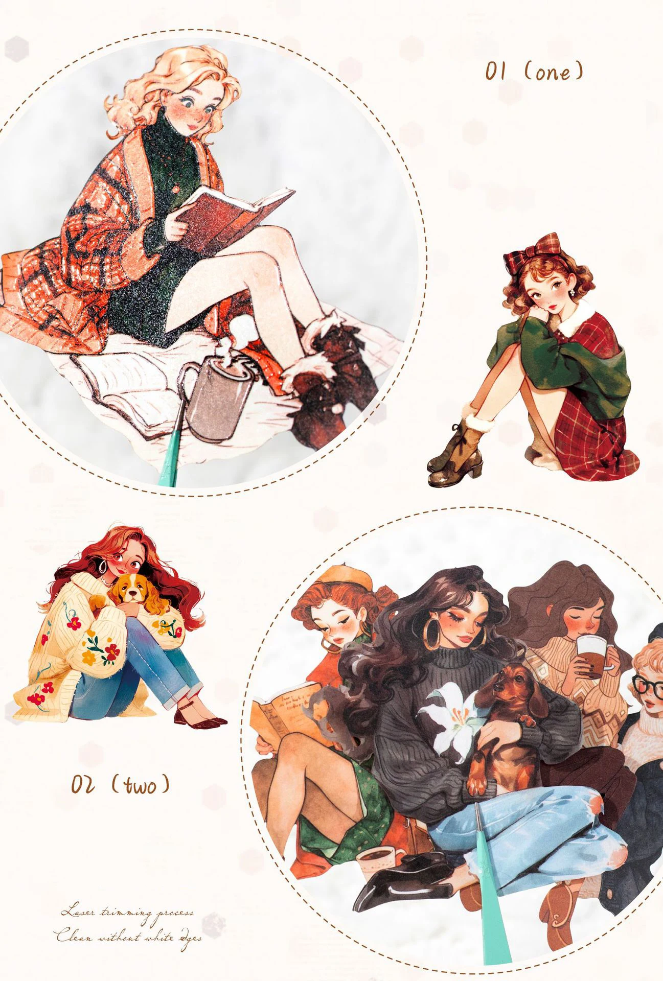 JIANWU Lazy Season Series Kawaii Girl Character Landscaping Sticker Creative DIY Journal Material Collage Stationery