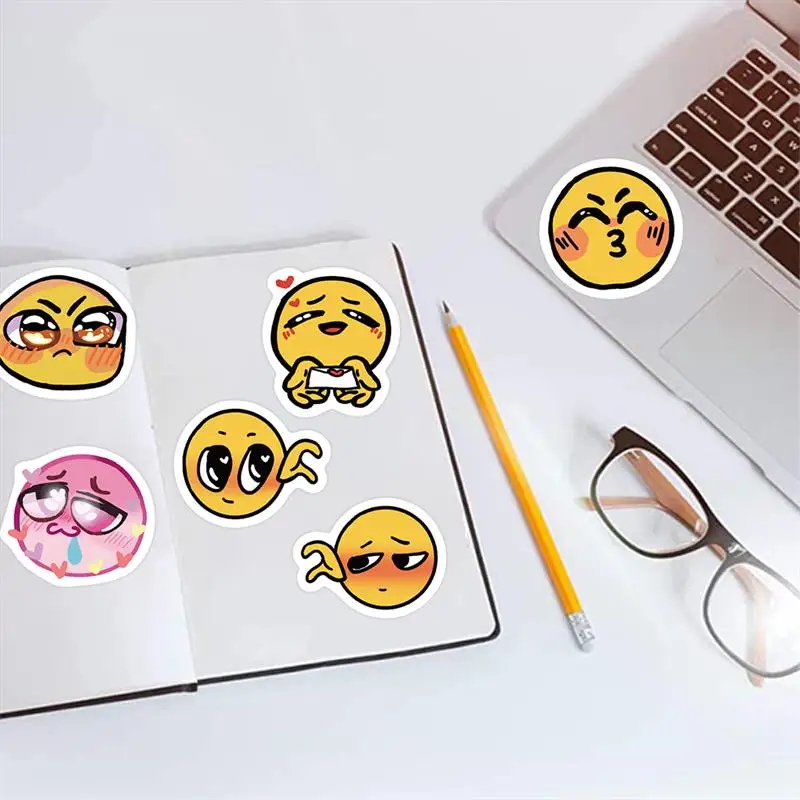 10/30/60PCS Cute Mood Yellow Sticker Aesthetic Korean Stationery PVC Decoration Scrapbooking School Supplies