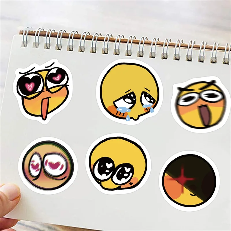 10/30/60PCS Cute Mood Yellow Sticker Aesthetic Korean Stationery PVC Decoration Scrapbooking School Supplies