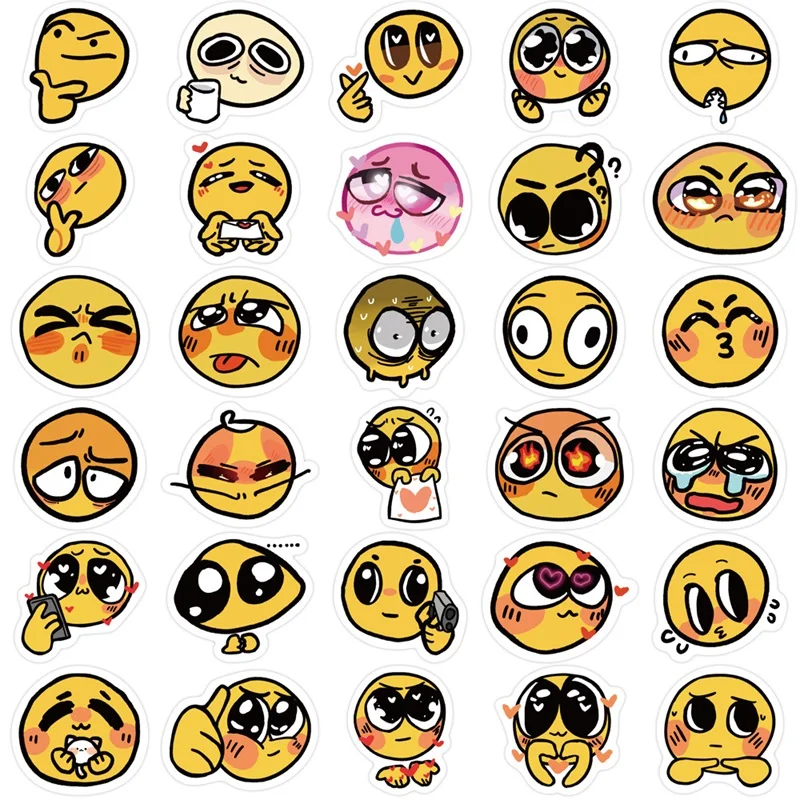 10/30/60PCS Cute Mood Yellow Sticker Aesthetic Korean Stationery PVC Decoration Scrapbooking School Supplies