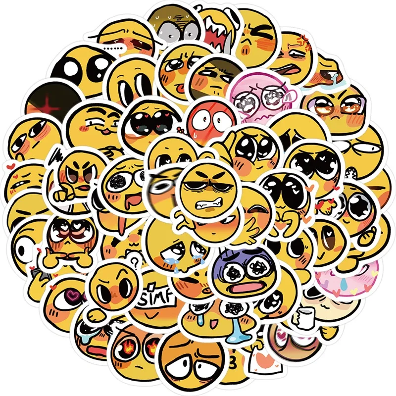 10/30/60PCS Cute Mood Yellow Sticker Aesthetic Korean Stationery PVC Decoration Scrapbooking School Supplies