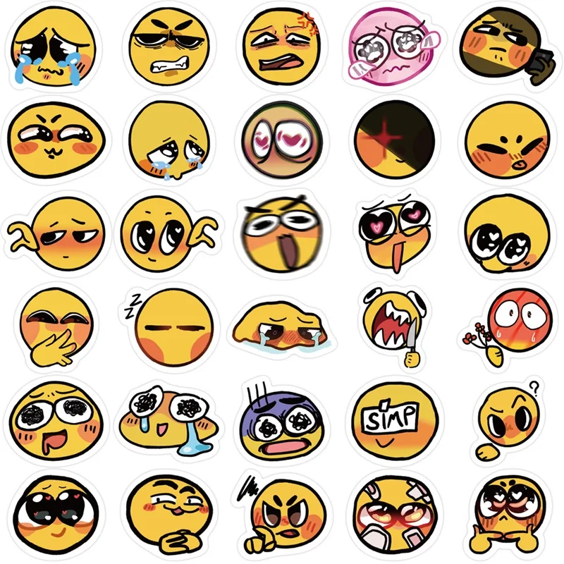 10/30/60PCS Cute Mood Yellow Sticker Aesthetic Korean Stationery PVC Decoration Scrapbooking School Supplies