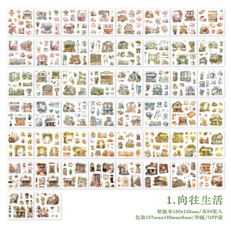 Journal GO 50pcs/lot A Taste in The World Vintage Stickers Collage Scrapbooking Sticker Creative DIY Journal Stationery Label