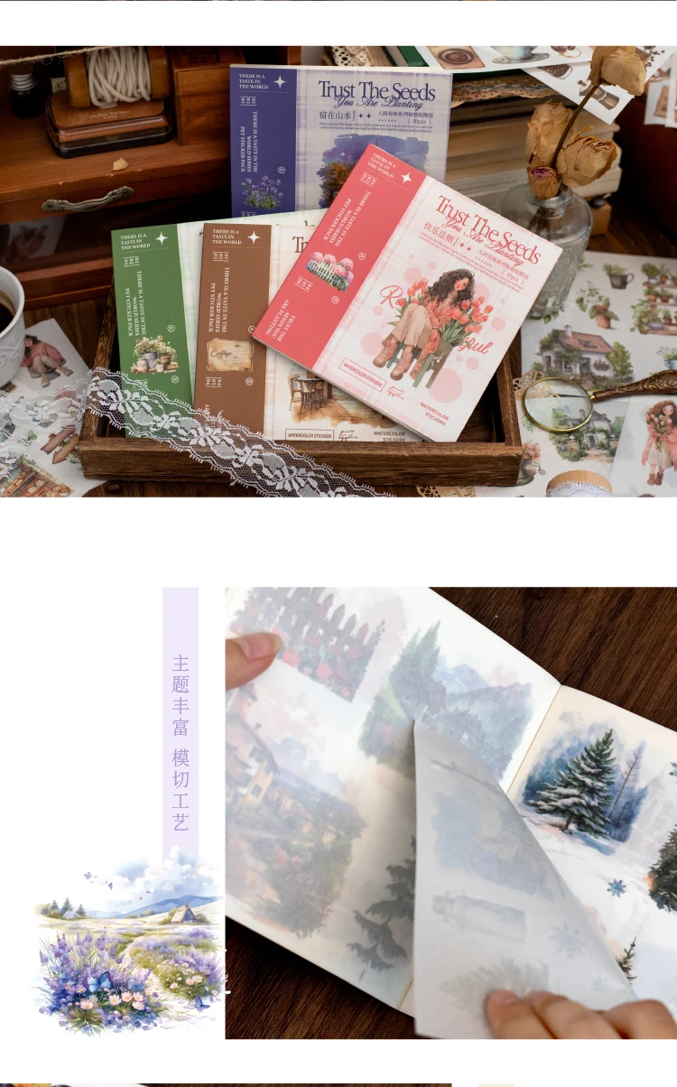 Journal GO 50pcs/lot A Taste in The World Vintage Stickers Collage Scrapbooking Sticker Creative DIY Journal Stationery Label