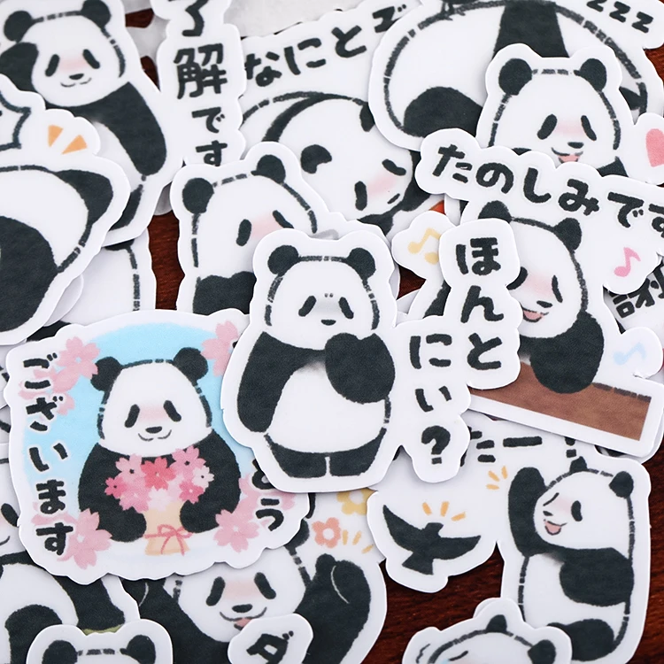 40pcs Hand Account Cartoon Panda Sticker Hand Account Cute DIY Album Ins Translucent Decoration Material Kawaii Vintage Planner