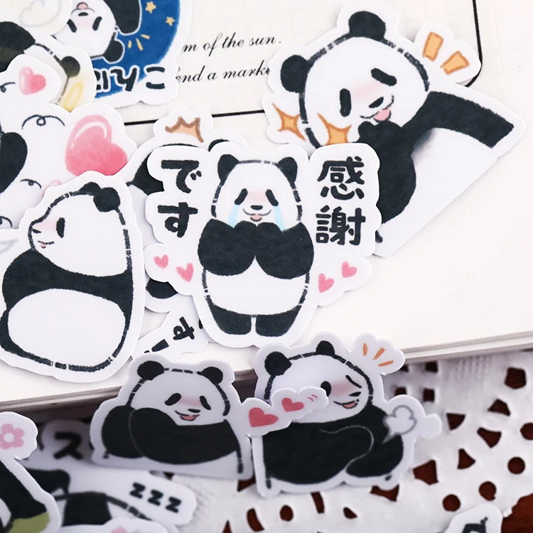 40pcs Hand Account Cartoon Panda Sticker Hand Account Cute DIY Album Ins Translucent Decoration Material Kawaii Vintage Planner