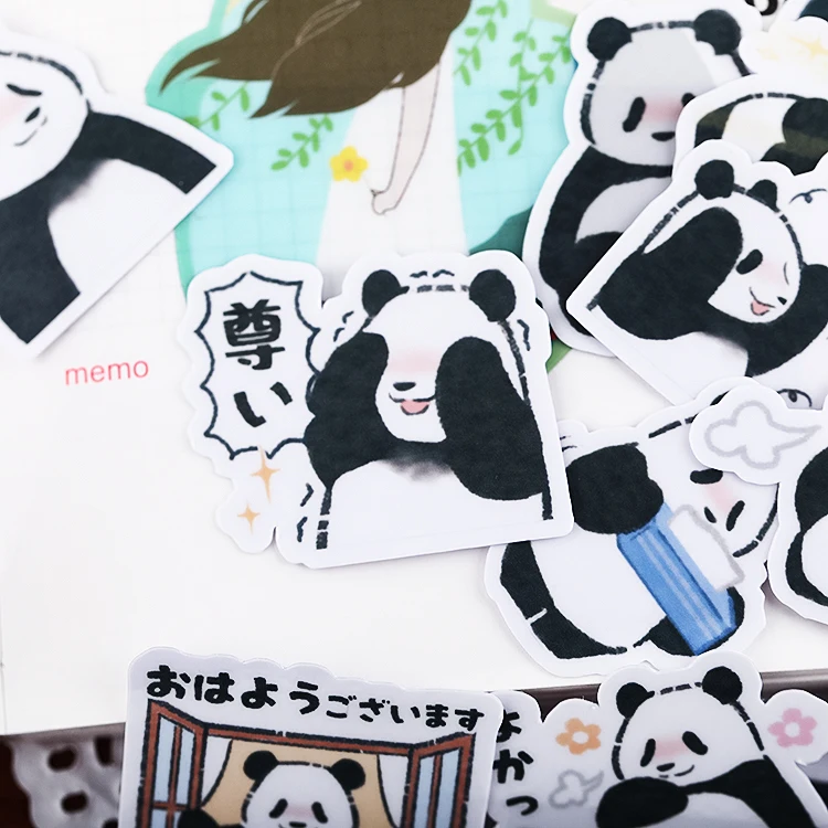 40pcs Hand Account Cartoon Panda Sticker Hand Account Cute DIY Album Ins Translucent Decoration Material Kawaii Vintage Planner