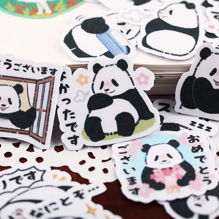 40pcs Hand Account Cartoon Panda Sticker Hand Account Cute DIY Album Ins Translucent Decoration Material Kawaii Vintage Planner