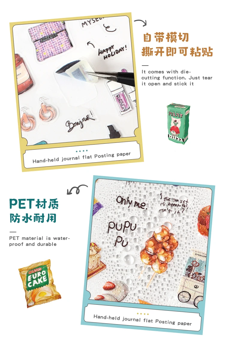 TIANZI 6 sheets Cute Magazine Scrapbooking Stickers Book DIY Junk Journal Material Decoration Album Diary Stationery supplies