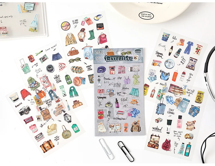 TIANZI 6 sheets Cute Magazine Scrapbooking Stickers Book DIY Junk Journal Material Decoration Album Diary Stationery supplies