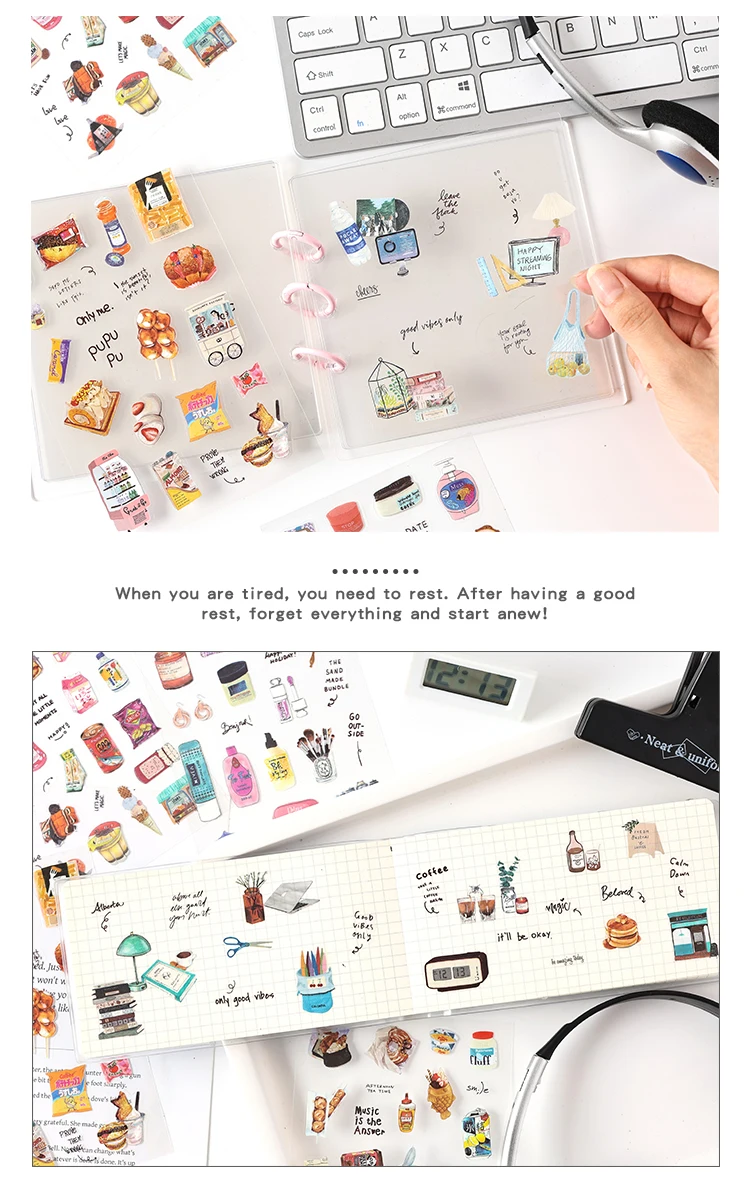 TIANZI 6 sheets Cute Magazine Scrapbooking Stickers Book DIY Junk Journal Material Decoration Album Diary Stationery supplies