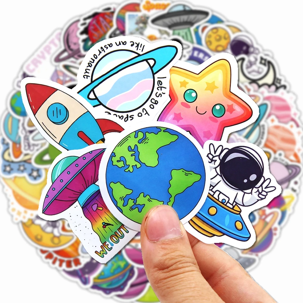 50-300pcs Space Planet Astronaut Stickers Cartoon Cute Decals Stationery Guitar Phone Bicycle Laptop Luggage Car Graffiti