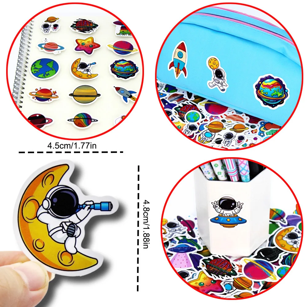 50-300pcs Space Planet Astronaut Stickers Cartoon Cute Decals Stationery Guitar Phone Bicycle Laptop Luggage Car Graffiti