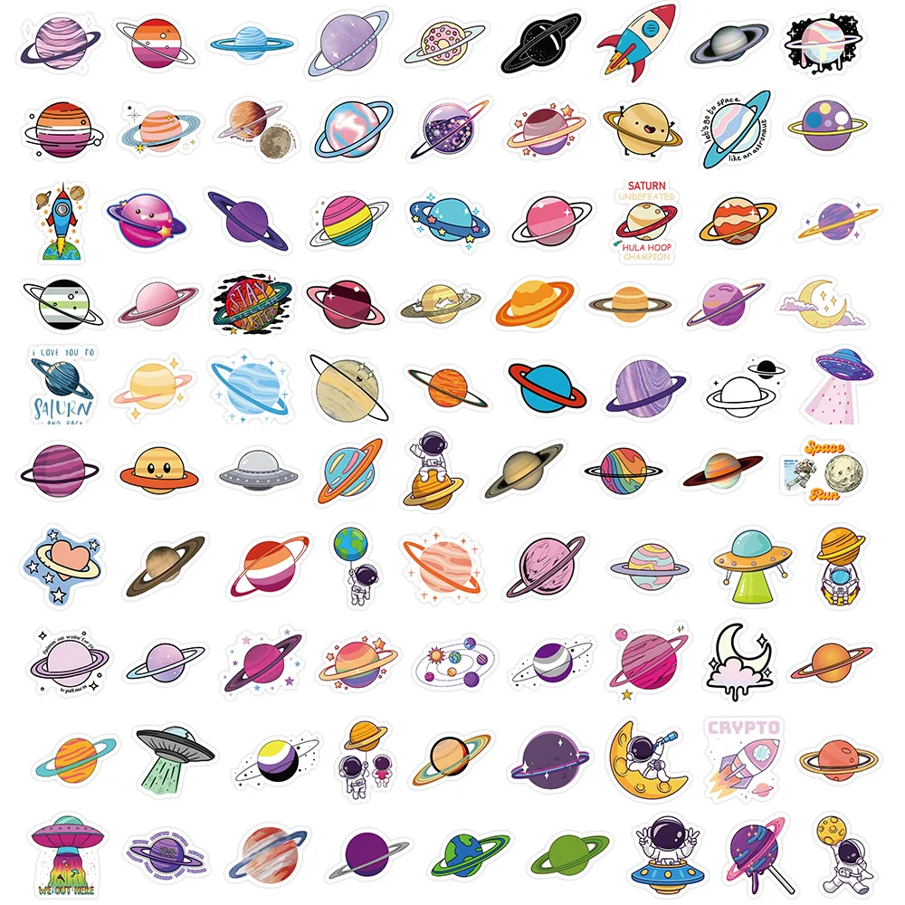 50-300pcs Space Planet Astronaut Stickers Cartoon Cute Decals Stationery Guitar Phone Bicycle Laptop Luggage Car Graffiti