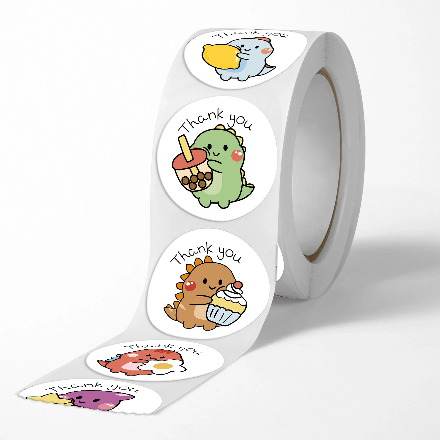 50/100/500pcs 1 Inch Thank You Stickers Cartoon Dinosaur Labels for Packaging Baking Labels Gifts Seal Decor Children's Stickers