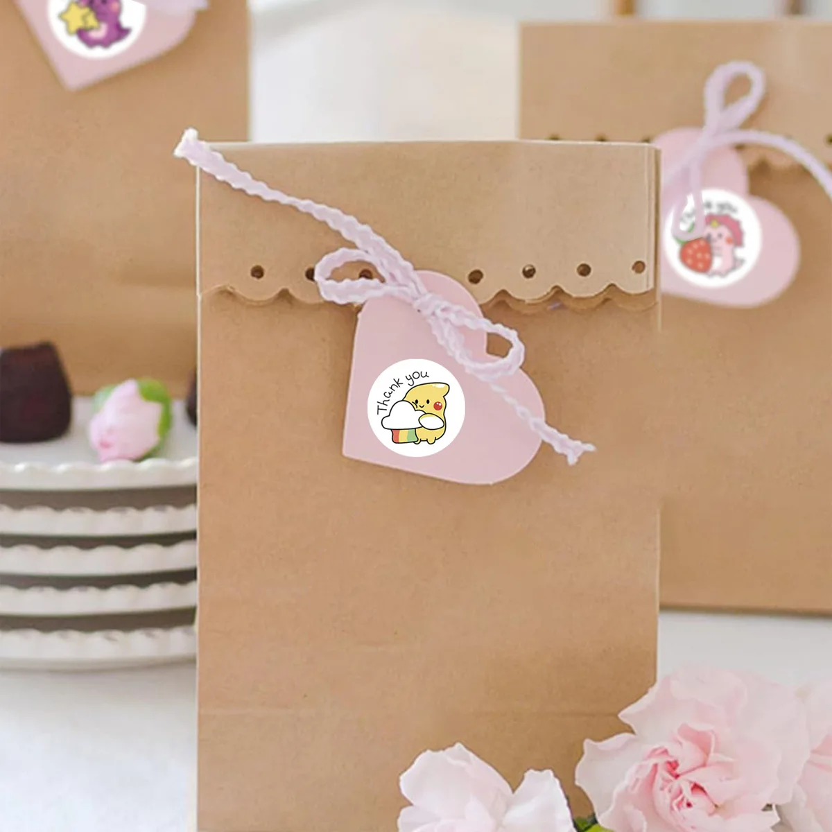 50/100/500pcs 1 Inch Thank You Stickers Cartoon Dinosaur Labels for Packaging Baking Labels Gifts Seal Decor Children's Stickers