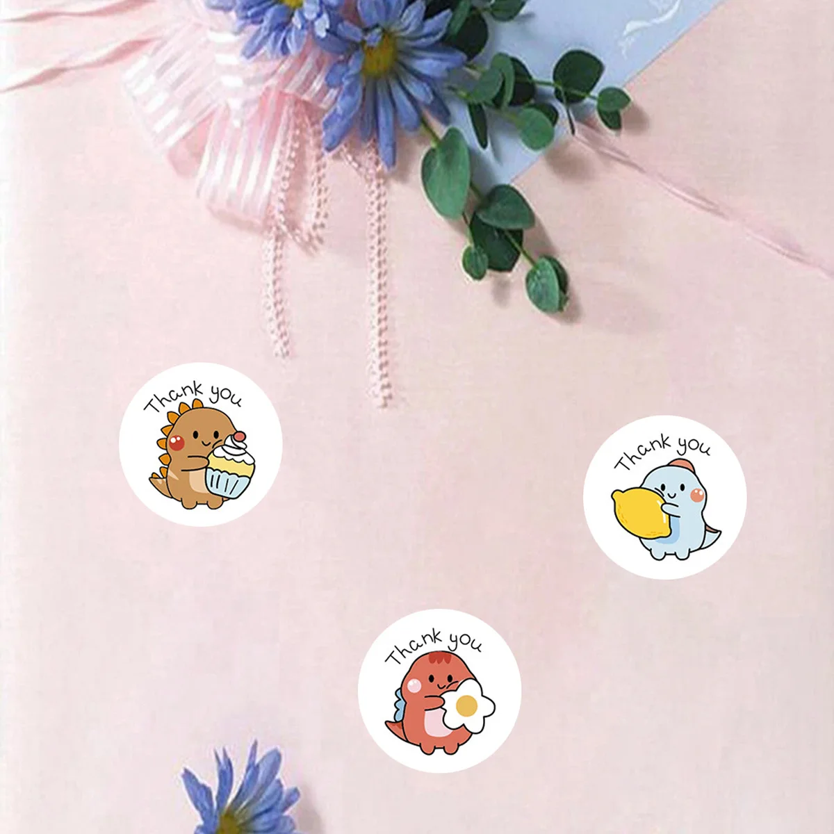 50/100/500pcs 1 Inch Thank You Stickers Cartoon Dinosaur Labels for Packaging Baking Labels Gifts Seal Decor Children's Stickers