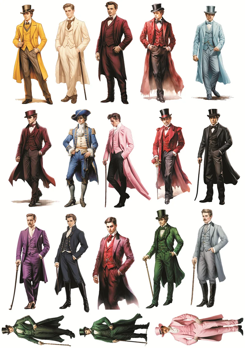 Cute Victorian Era Attire Gentlemen Stickers Self-made Fashion Girl Scrapbooking /Decorative /DIY Craft Photo Album Journal