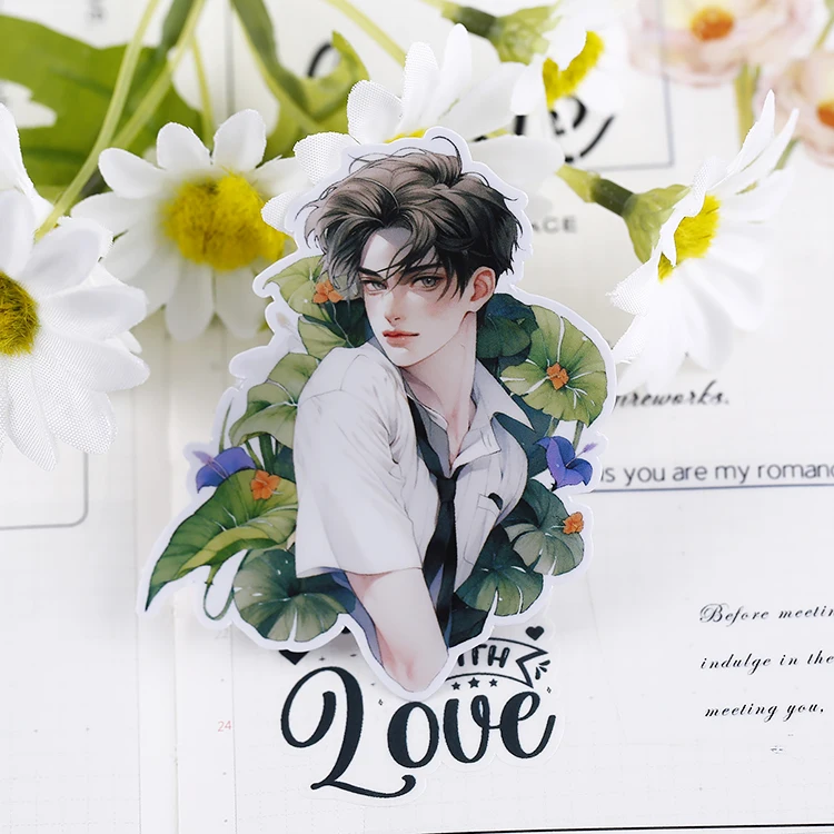 16pcs Floral Youth Cartoon Waterproof Decorative Boy Stickers for Planner Journal Notebook Ins DIY Waterproof