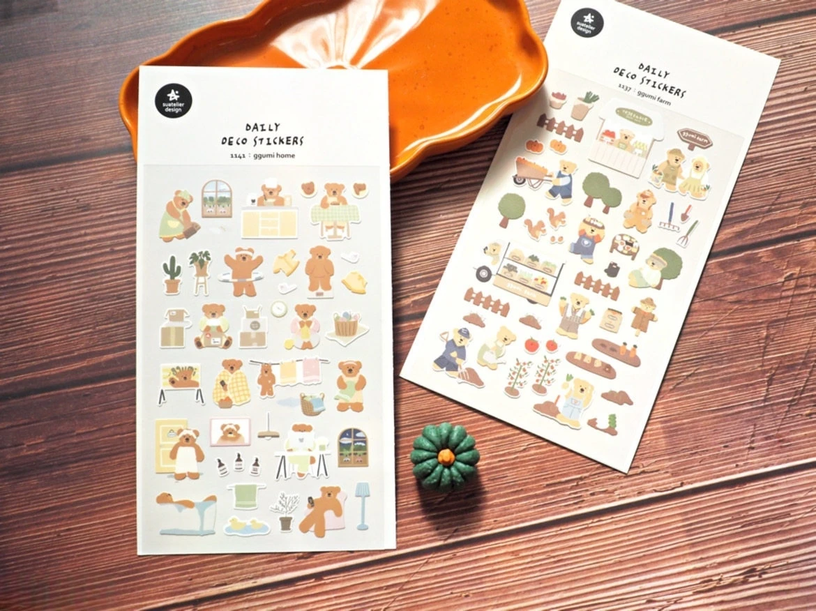 Korean Import Suatelier Kawaii Bear Home Farm Life Paper Stickers Scrapbooking Diy Journal Stationery Sticker Deco School Supply