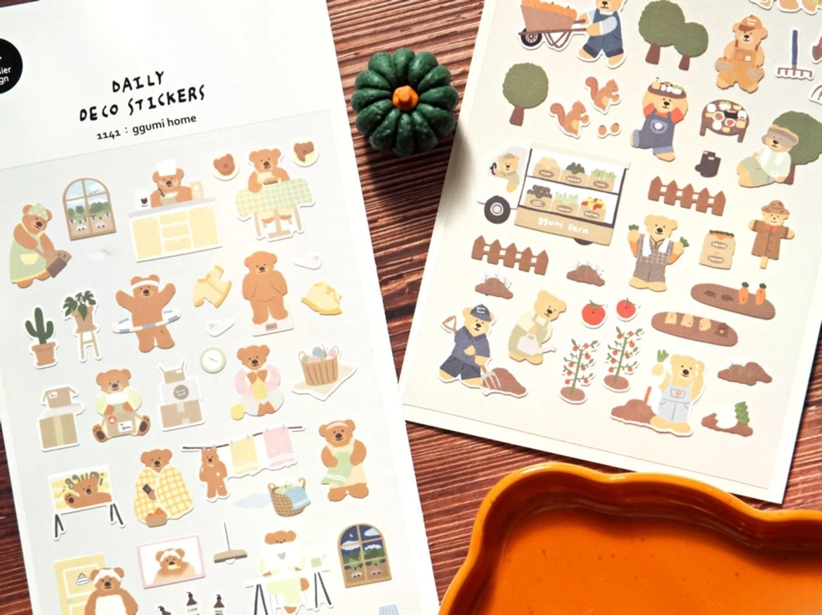 Korean Import Suatelier Kawaii Bear Home Farm Life Paper Stickers Scrapbooking Diy Journal Stationery Sticker Deco School Supply