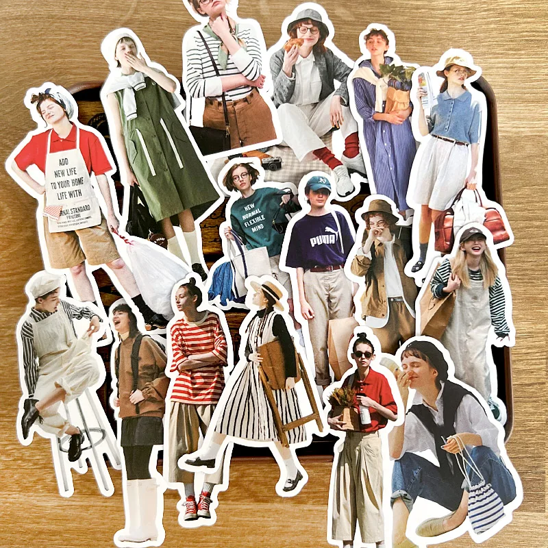 26pcs Cute Fashion Street Shooting Women's Magazine Stickers Spring Summer Daily Wear Hand-Held Account Diary Collage Material