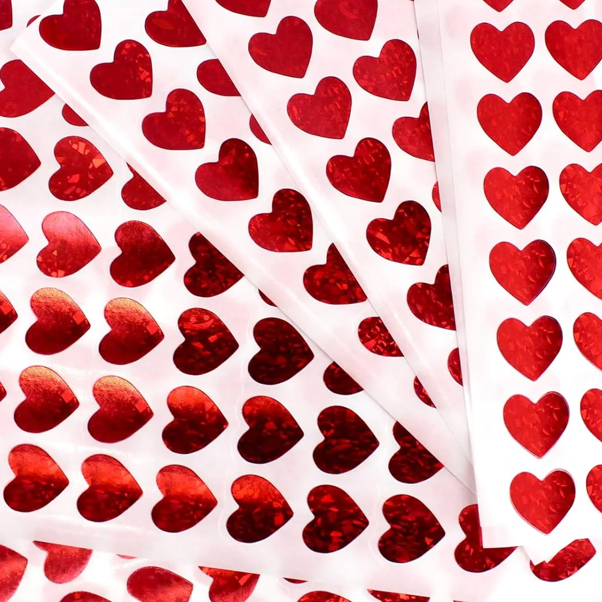 600 Pcs Red Heart Stickers, Small Holographic Stickers for Student Reward 0.5in Small Sparkly Sticker for Gift Sealing