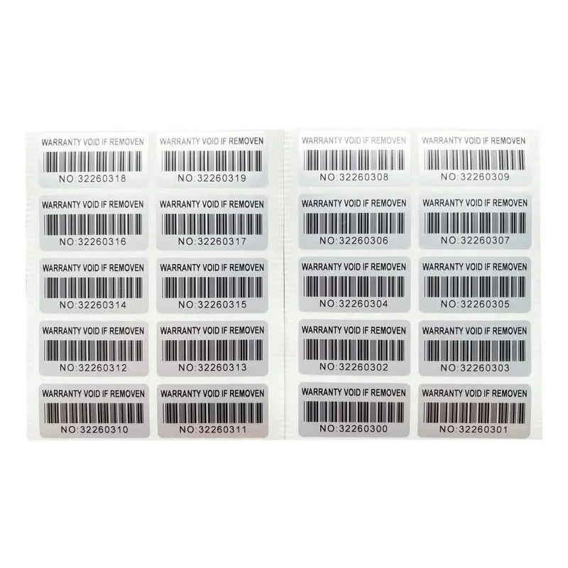 100PCS Protection Warranty sticker 30X15mm Safety sealed anti-tamper Warranty sticker Serial number barcode label