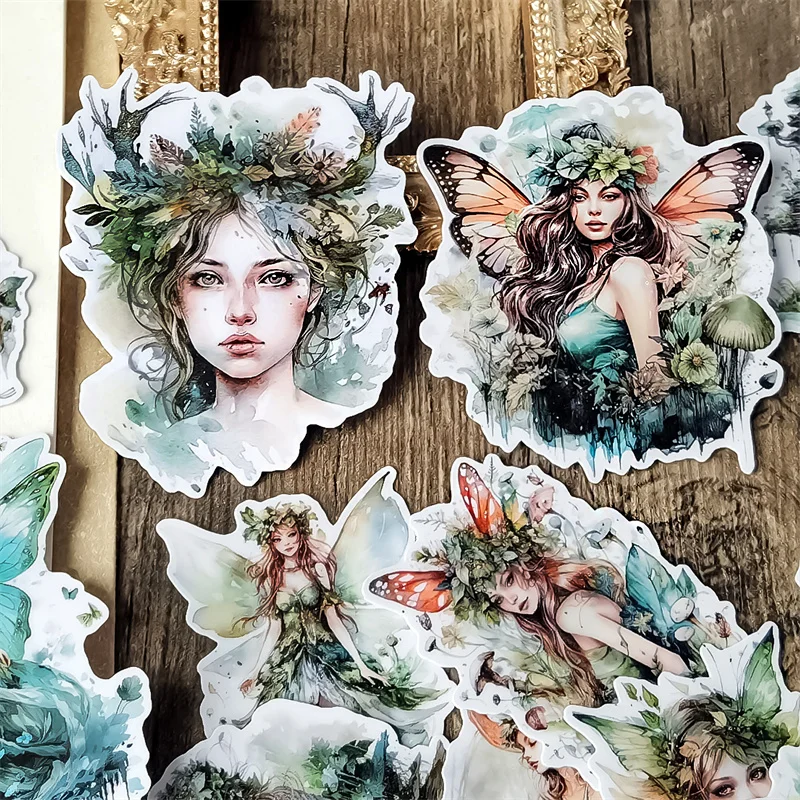 Stickers Watercolor Forest Tree House Butterfly Elf Fairy Stickers DIY Scrapbook Diary Project Decoration Vintage Scrapbooking