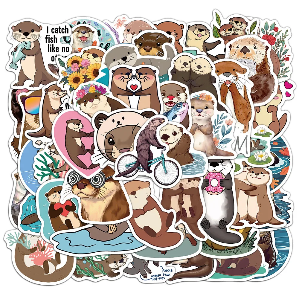 50PCS Otter Stickers Exquisite Cute Animal Account Material Phone Case Laptop Luggage Bottle Waterproof Stickers