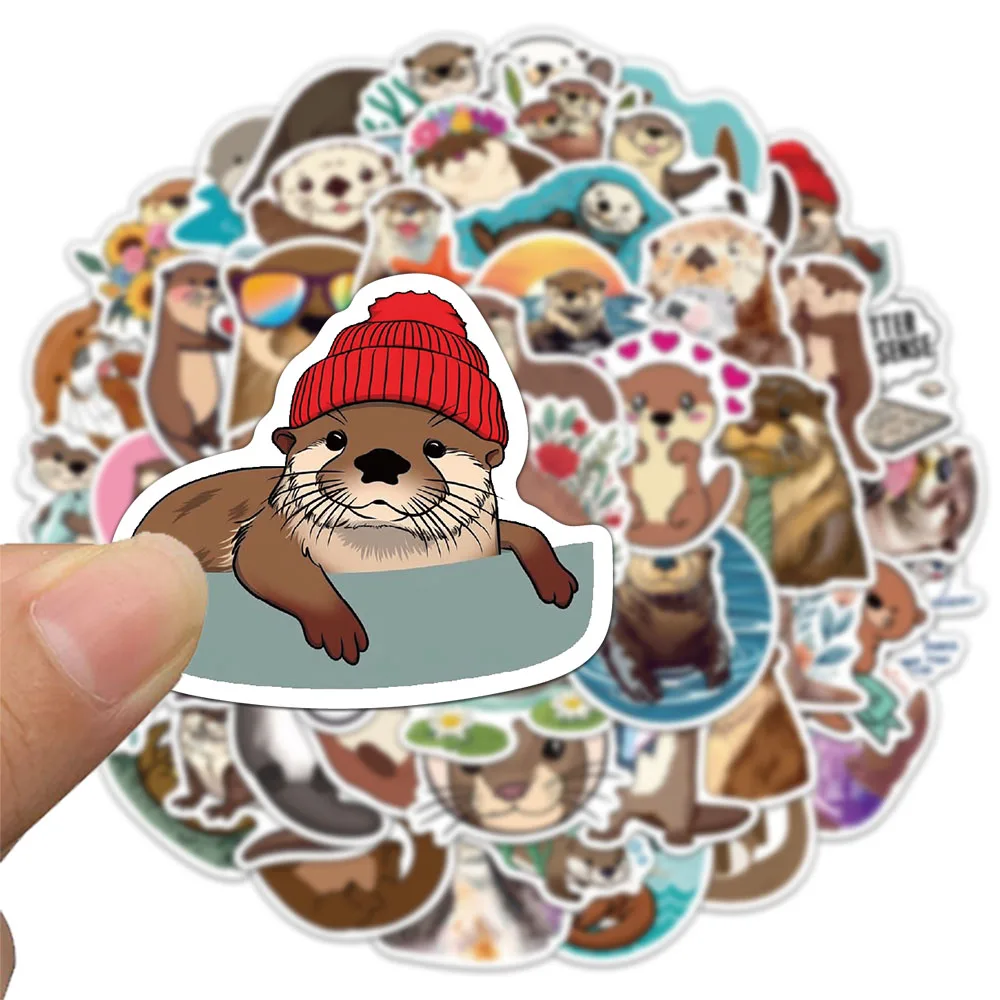 50PCS Otter Stickers Exquisite Cute Animal Account Material Phone Case Laptop Luggage Bottle Waterproof Stickers