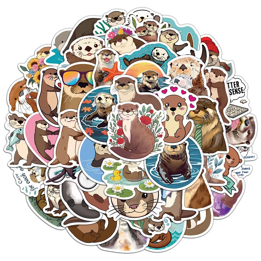 50PCS Otter Stickers Exquisite Cute Animal Account Material Phone Case Laptop Luggage Bottle Waterproof Stickers