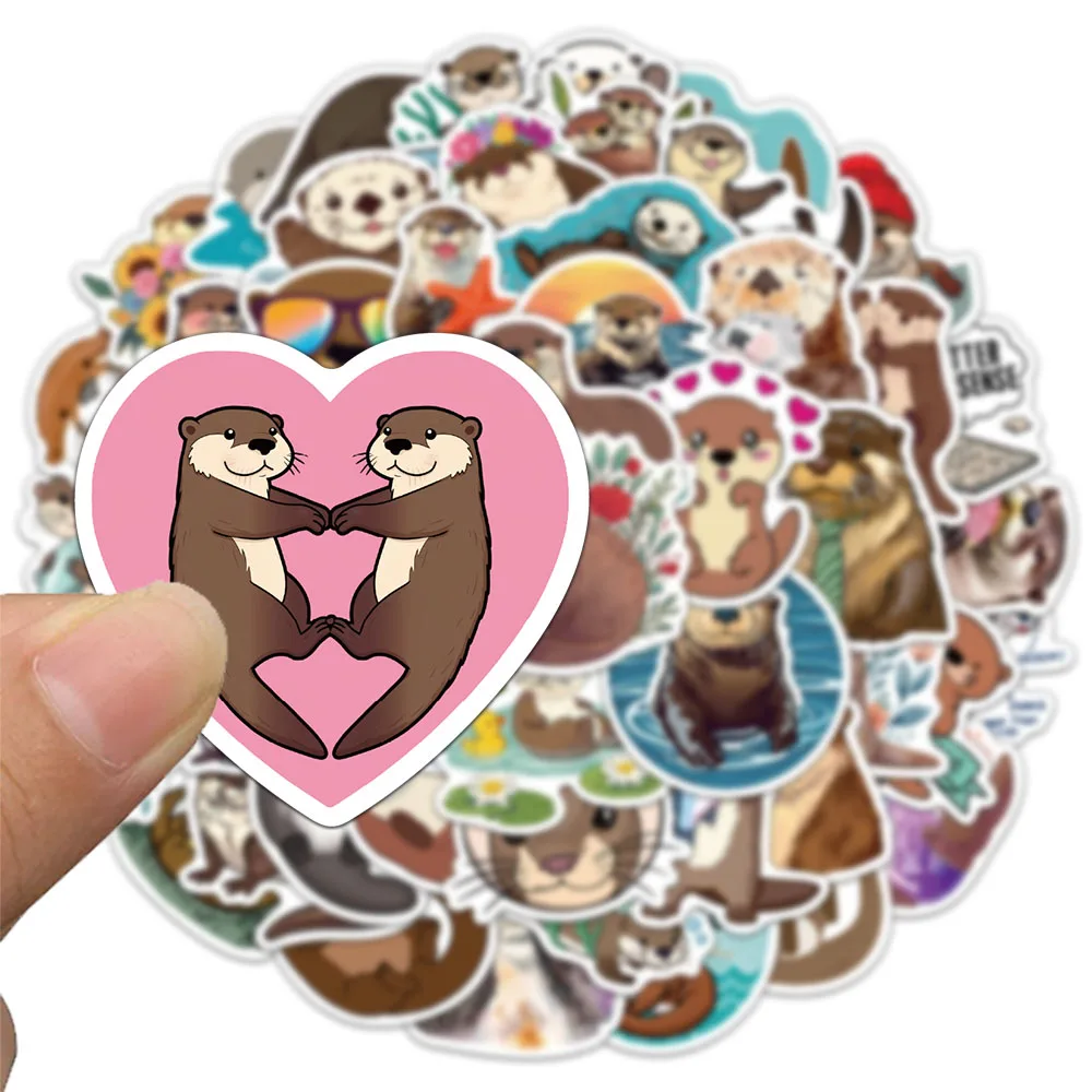50PCS Otter Stickers Exquisite Cute Animal Account Material Phone Case Laptop Luggage Bottle Waterproof Stickers