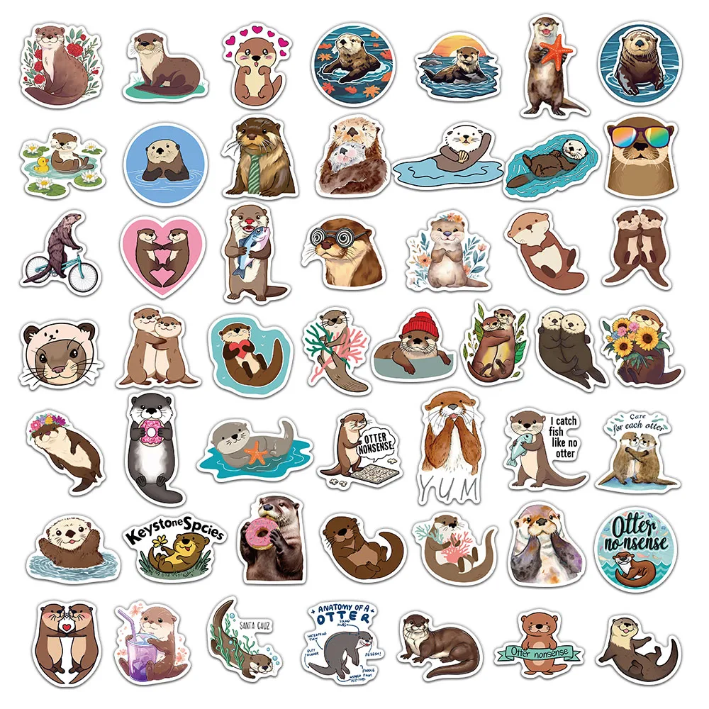 50PCS Otter Stickers Exquisite Cute Animal Account Material Phone Case Laptop Luggage Bottle Waterproof Stickers