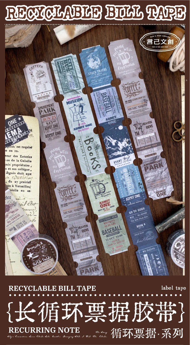 Journal GO 3x200cm Vintage Label Paper Tape Stickers Tag Decoration Scrapbooking Supplies Junk Journal Kit Crafts Making Decals