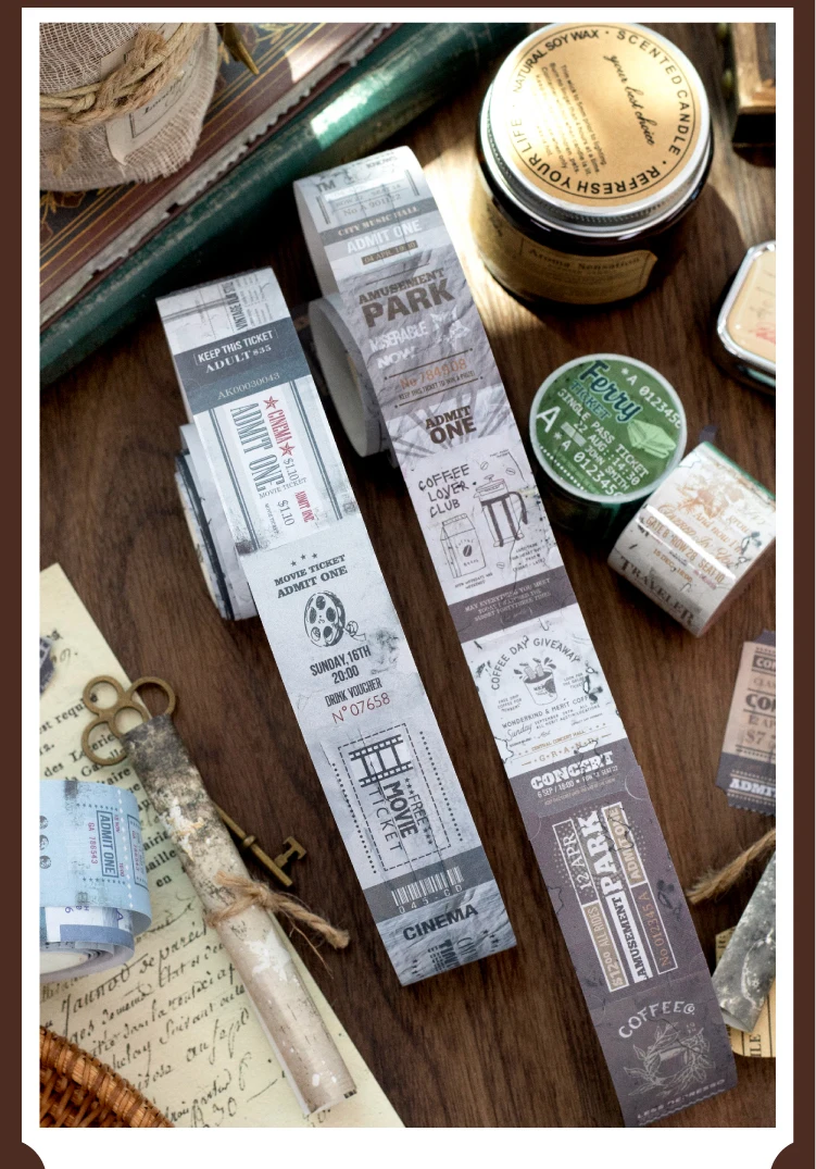 Journal GO 3x200cm Vintage Label Paper Tape Stickers Tag Decoration Scrapbooking Supplies Junk Journal Kit Crafts Making Decals