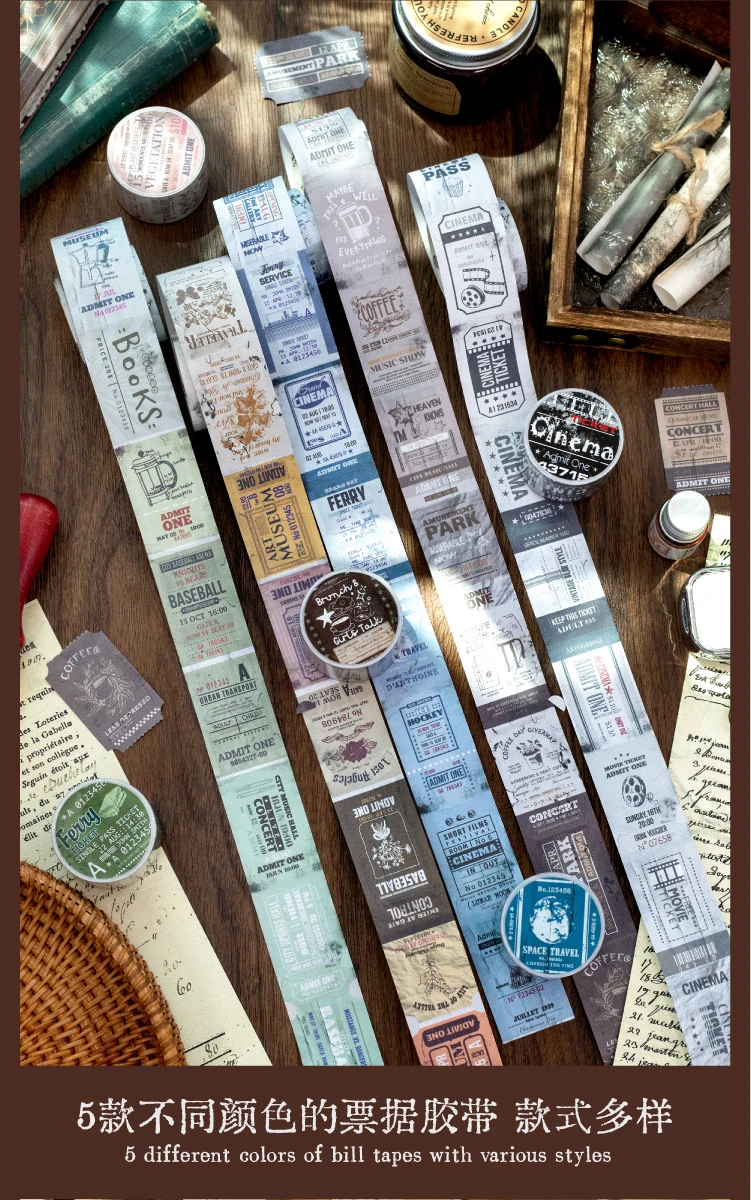 Journal GO 3x200cm Vintage Label Paper Tape Stickers Tag Decoration Scrapbooking Supplies Junk Journal Kit Crafts Making Decals