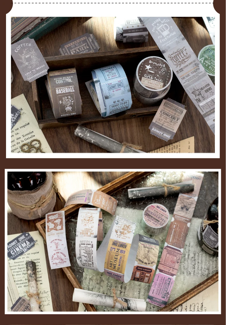 Journal GO 3x200cm Vintage Label Paper Tape Stickers Tag Decoration Scrapbooking Supplies Junk Journal Kit Crafts Making Decals