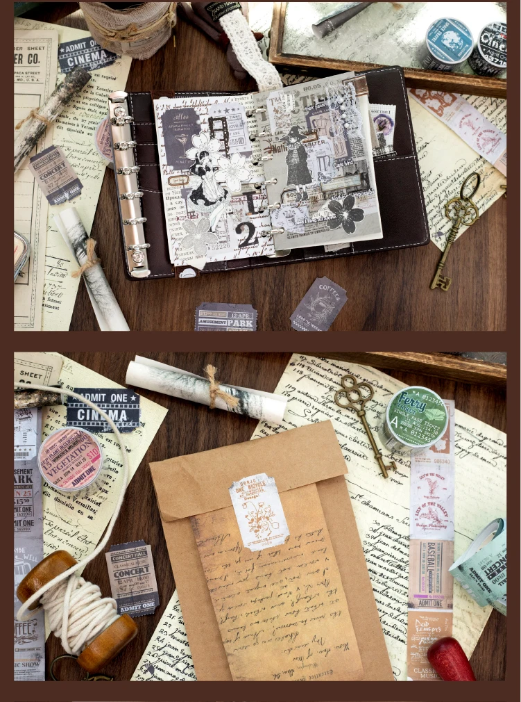 Journal GO 3x200cm Vintage Label Paper Tape Stickers Tag Decoration Scrapbooking Supplies Junk Journal Kit Crafts Making Decals