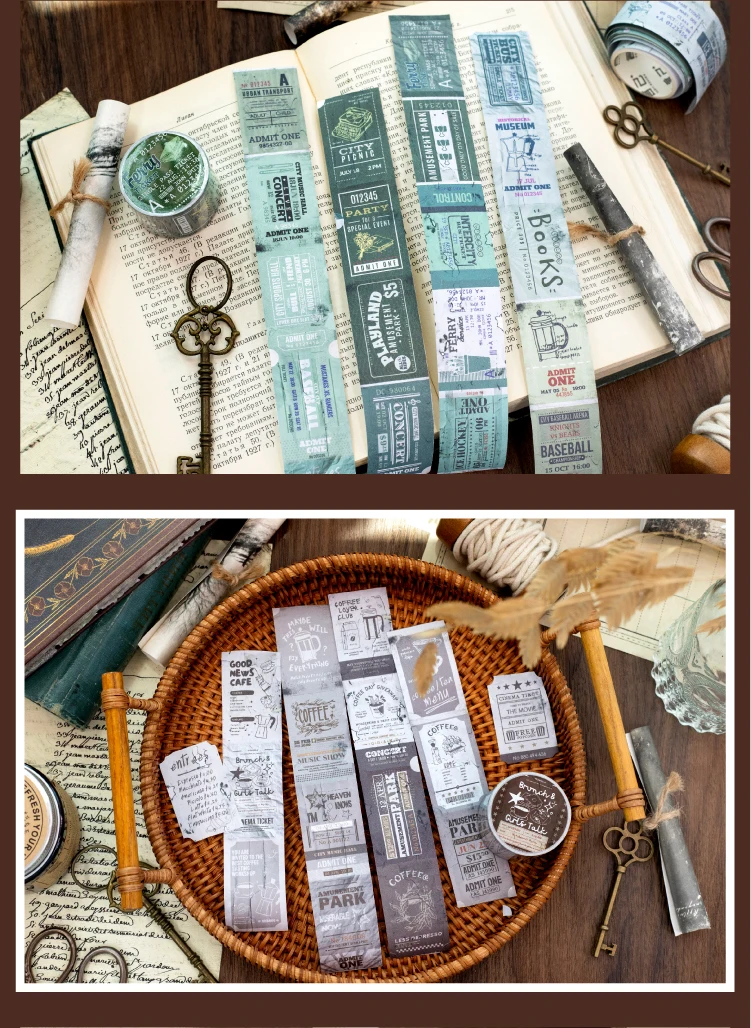 Journal GO 3x200cm Vintage Label Paper Tape Stickers Tag Decoration Scrapbooking Supplies Junk Journal Kit Crafts Making Decals