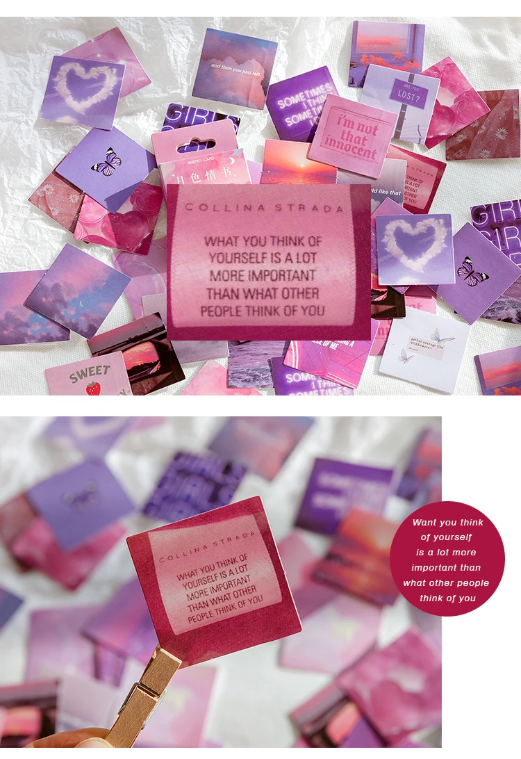 45Pcs/Box Purple Series Stickers Aesthetic Stickers Decorative Ablum Diary Squared Paper Stickers For Children Stationery