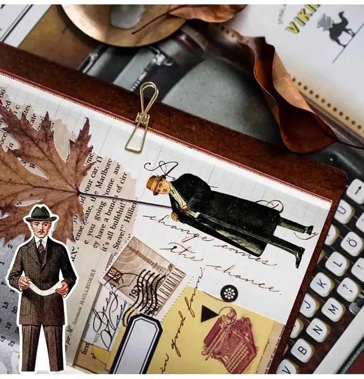 25pcs European Retro Characters Hand Account Material Stickers Vintage Men's Waterproof Decorative Stationary Planner