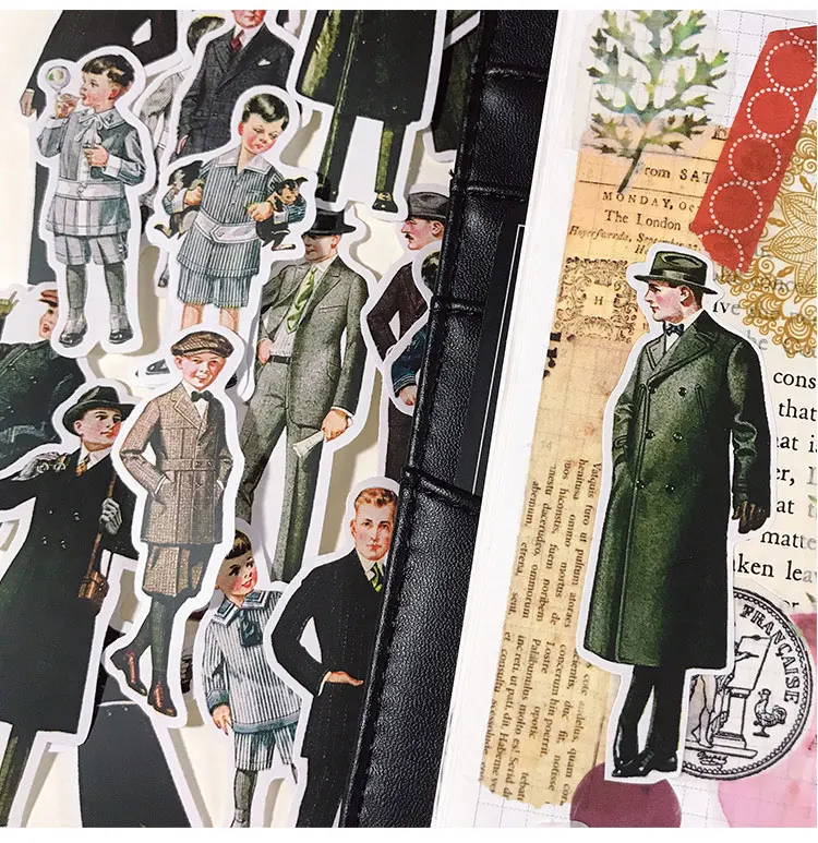 25pcs European Retro Characters Hand Account Material Stickers Vintage Men's Waterproof Decorative Stationary Planner