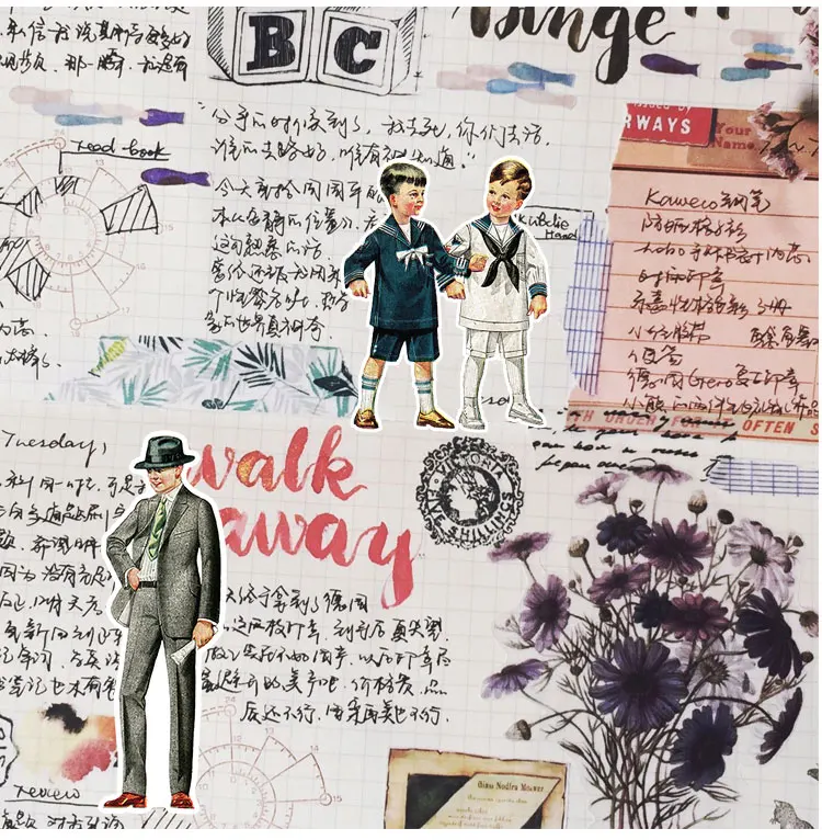25pcs European Retro Characters Hand Account Material Stickers Vintage Men's Waterproof Decorative Stationary Planner